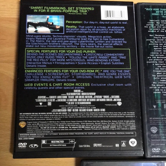 DVDS Matrix; Matrix Reloaded; Matrix Revolutions.  All discs-good condition. - Picture 3 of 5
